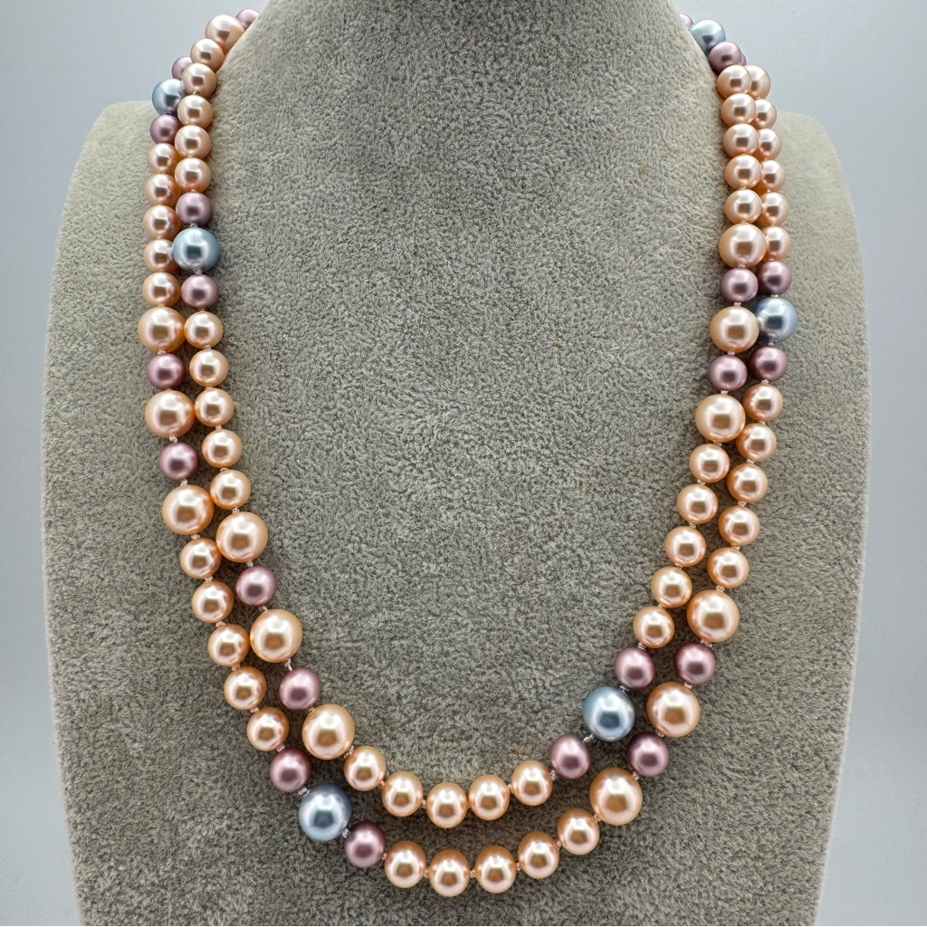 Elegant Swarovski Pearls Hand Knotted Necklace 925 Sterling Clasp Nwot 150$
